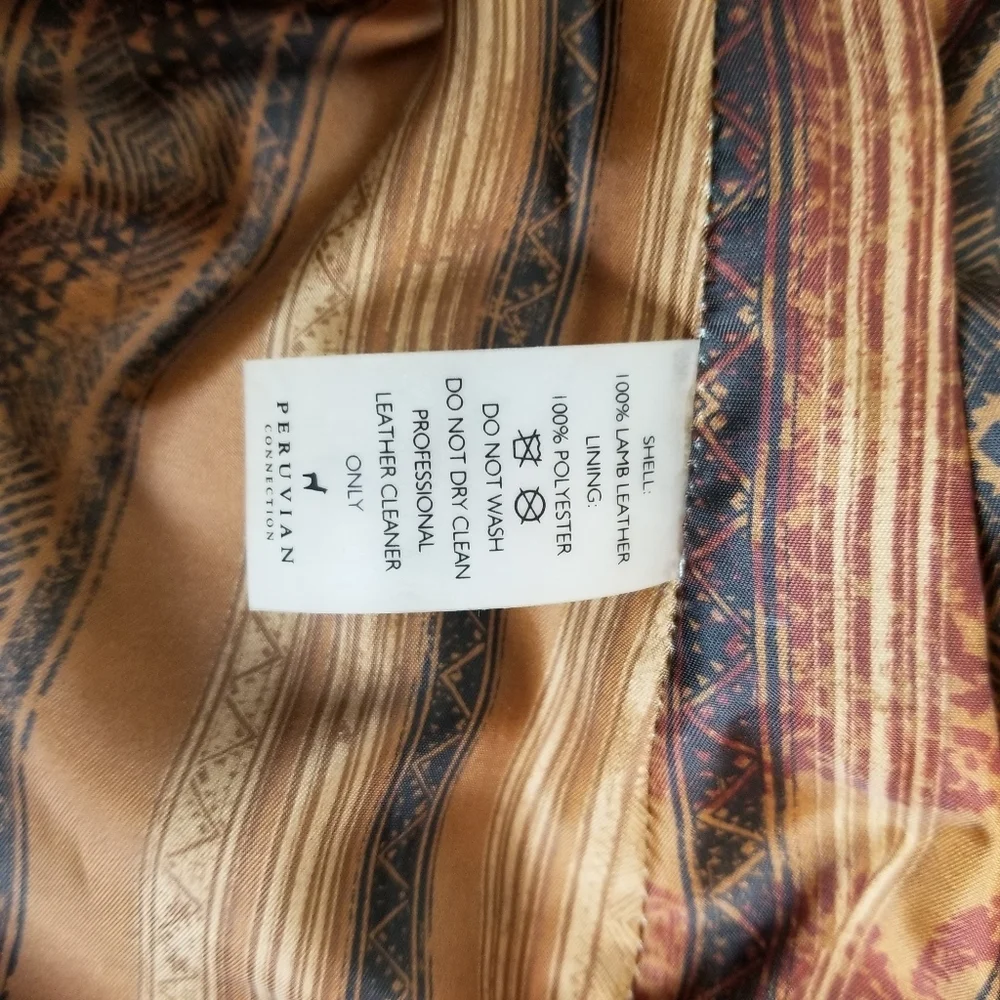 Peruvian Connection Sutton Place black leather jacket tab collar peplum NWOT 4 - Picture 10 of 11